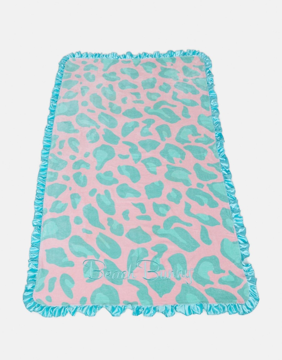 Women Beach Bunny Towels | Cherry Blossom Aqua Leopard Towel