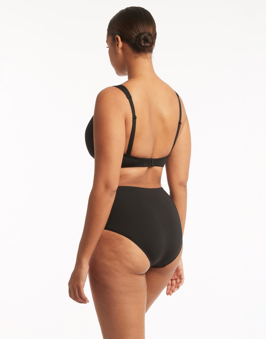 Women Beach Bunny Swim Bottoms | Essentials Gathered Side High Waist Bottom By Sea Level