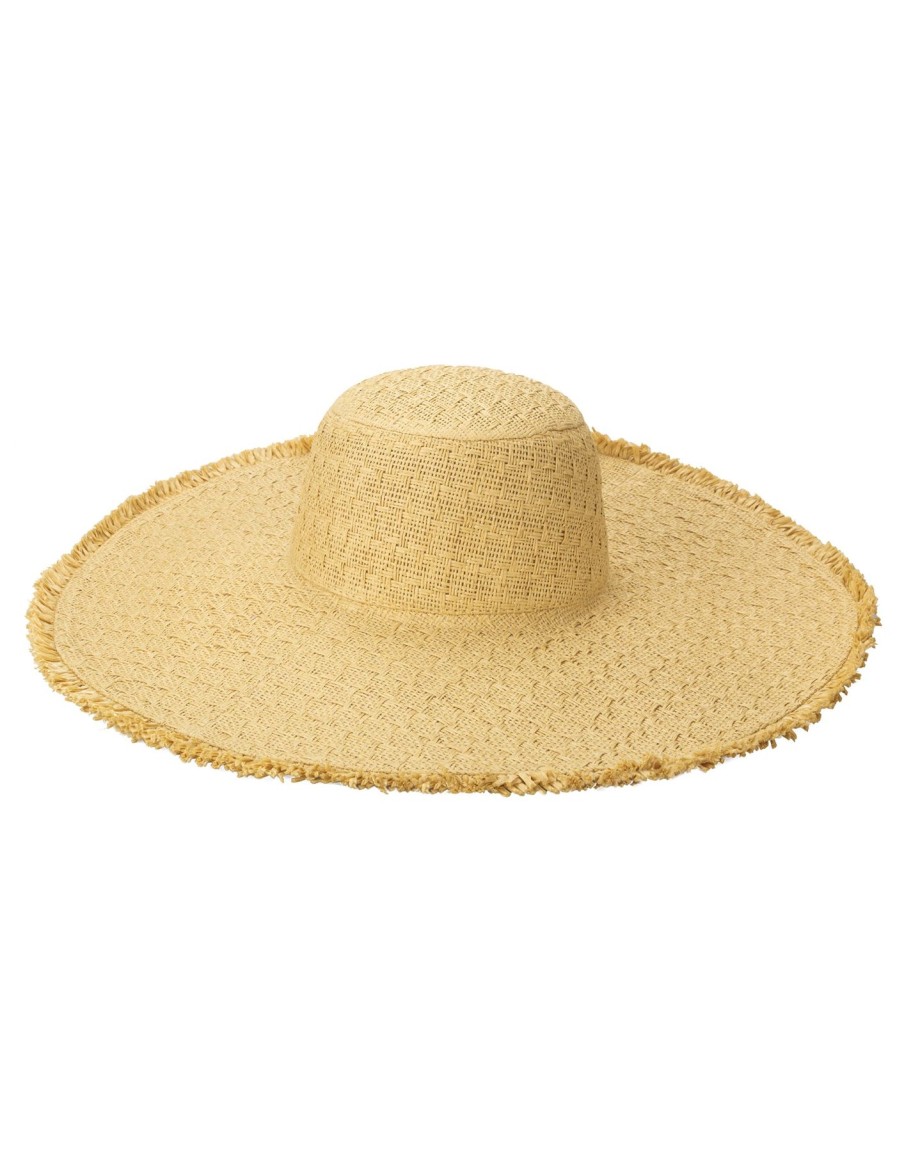 Women Beach Bunny Hats | Cut & Sew Textured Weave Floppy Hat With Frayed Edge By San Diego Hat Company