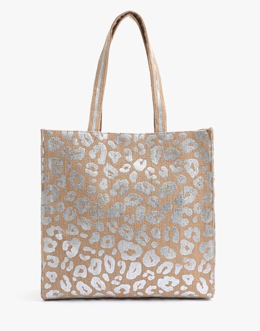 Women Beach Bunny Bags | Leopard Handwoven Jute Brown Tote With Tassel By America & Beyond