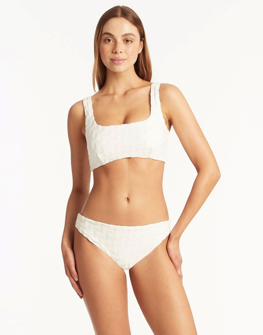 Women Beach Bunny Swim Tops | Oceano Low Square Neck Bralette Top By Sea Level