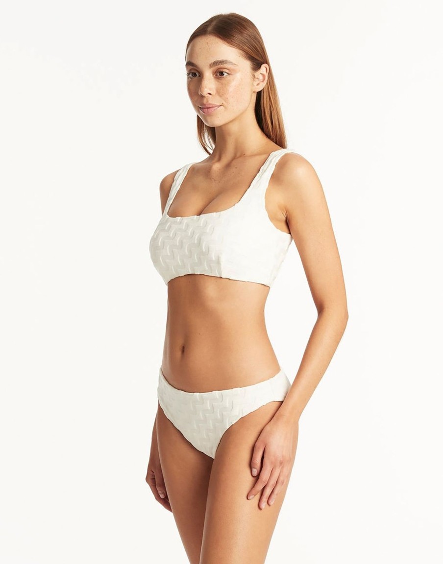 Women Beach Bunny Swim Tops | Oceano Low Square Neck Bralette Top By Sea Level