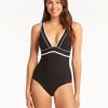 Women Beach Bunny One Pieces | Elite Panelled Lone Line One Piece By Sea Level