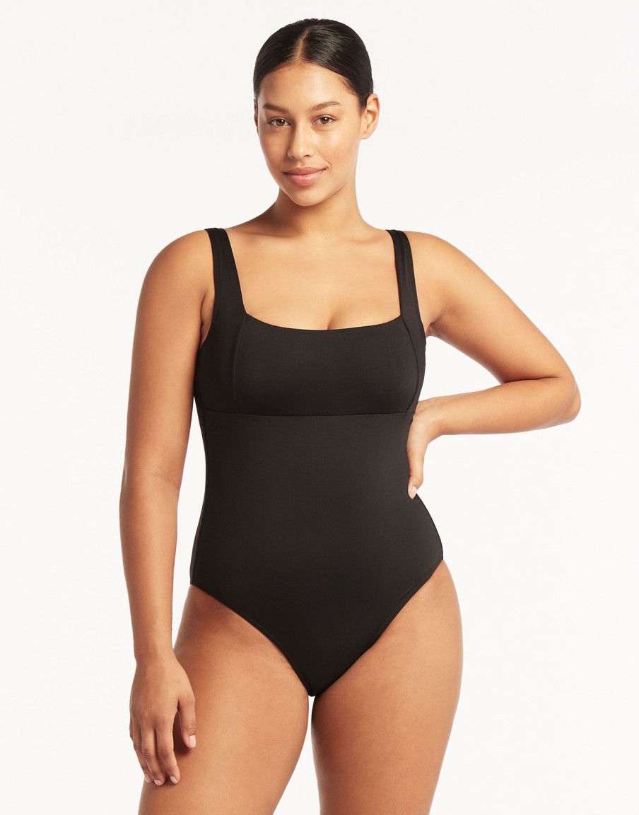 Women Beach Bunny One Pieces | Essentials Square Neck One Piece By Sea Level