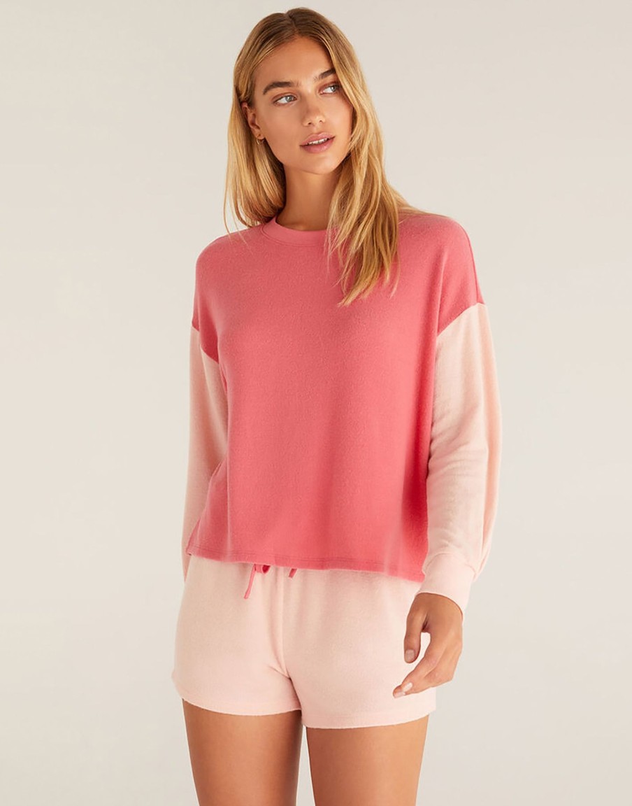 Women Beach Bunny Lounge | Color Block Long Sleeve Top By Z Supply