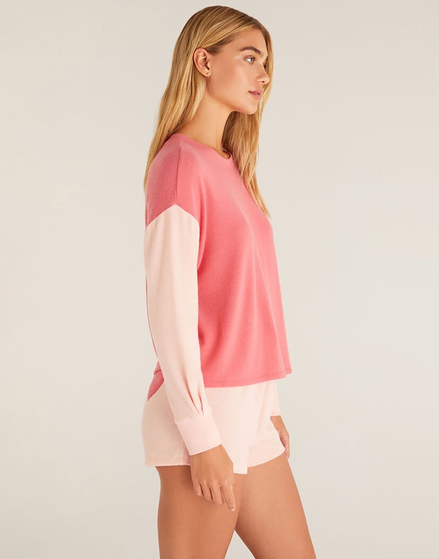 Women Beach Bunny Lounge | Color Block Long Sleeve Top By Z Supply