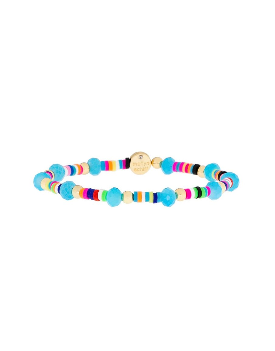 Women Beach Bunny Jewelry | Heishi Crystal Bead Stretch Bracelet By Marlyn Schiff