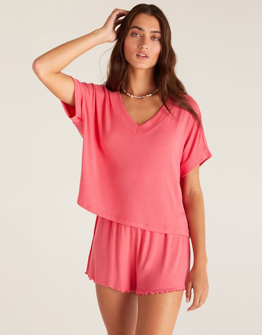 Women Beach Bunny Lounge | Harper Rib V-Neck Top By Z Supply