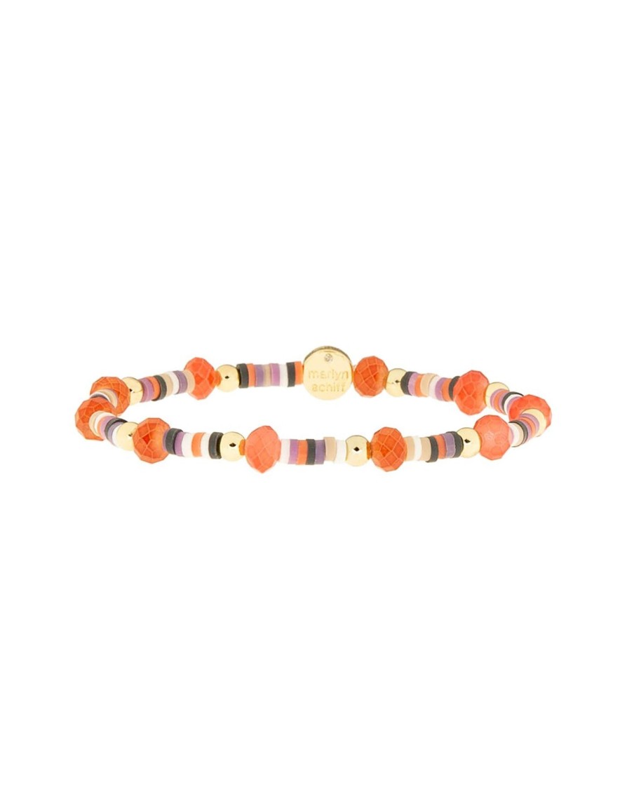 Women Beach Bunny Jewelry | Heishi Crystal Bead Stretch Bracelet By Marlyn Schiff