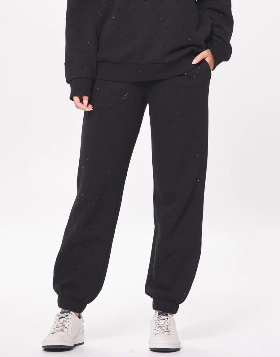 Women Beach Bunny Lounge | Fleece Jogger With Rhinestones By Vintage Havana